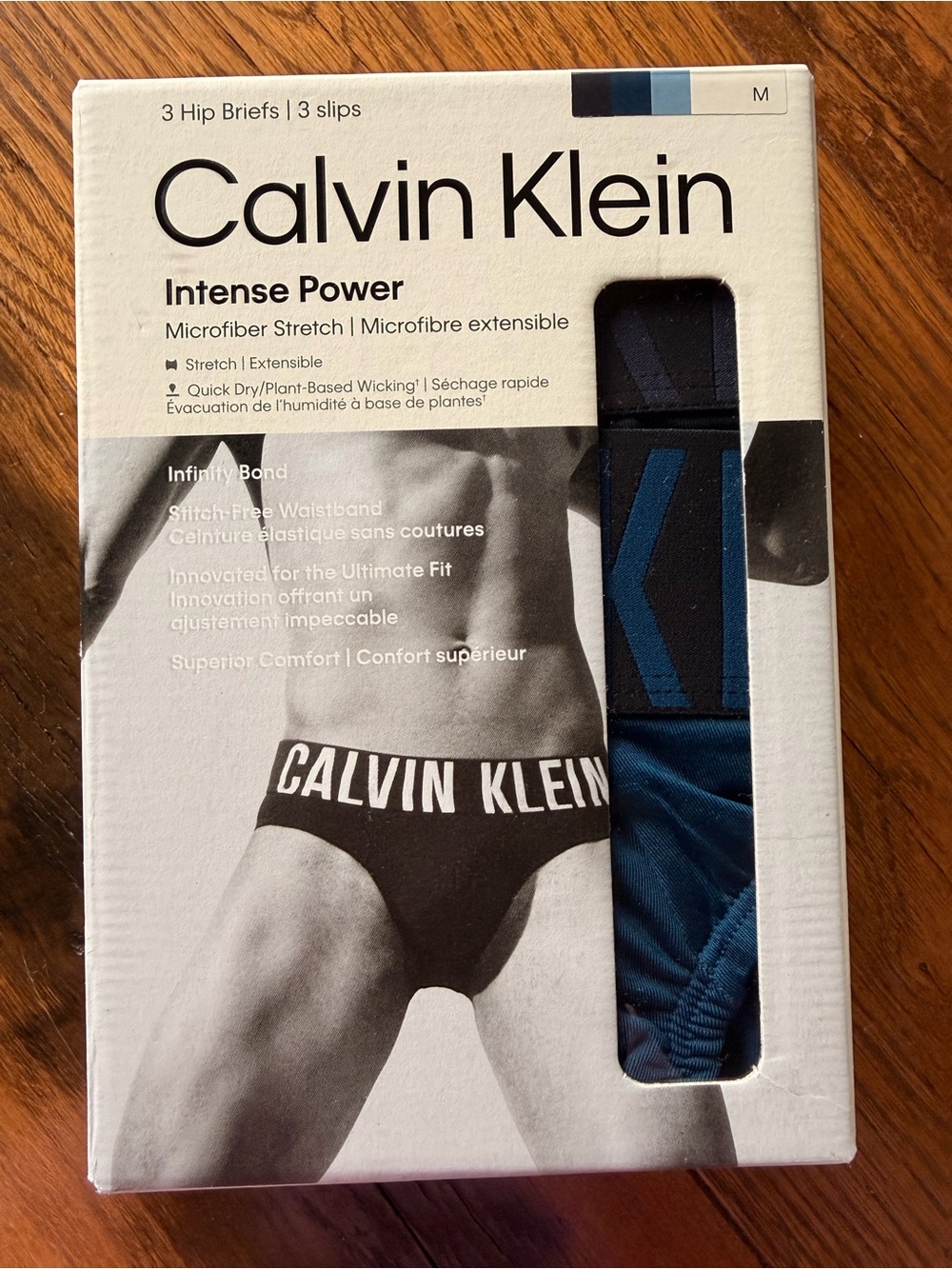 Calvin Klein Intense Power Men's Hip Briefs -2 pk Blue Comfort Underwear M 32/34